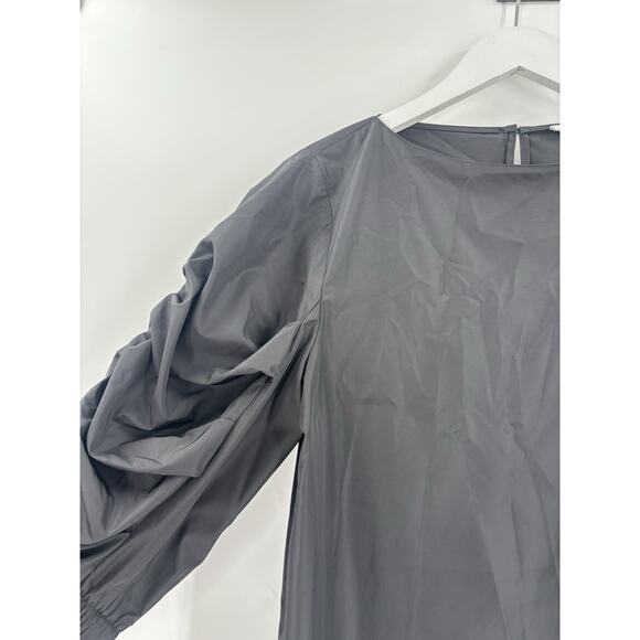 Tibi Blouse Womens 4 Black Ruched Ruffle 3/4 Sleeves Keyhole Back Button - Picture 6 of 16